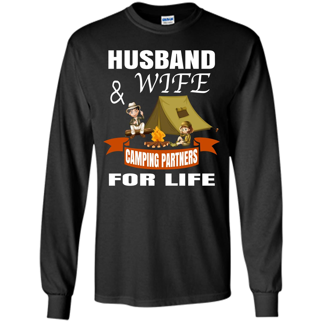 Camping Family T-shirt Husband And Wife Camping Partners For LIfe Black