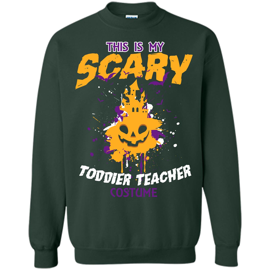 Halloween T-shirt This Is My Scary Toddier Teacher Costume T-shirt Forest Green