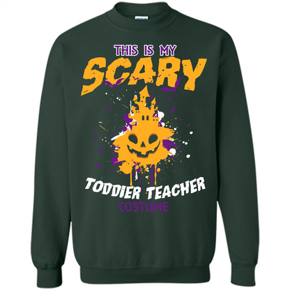 Halloween T-shirt This Is My Scary Toddier Teacher Costume T-shirt Forest Green