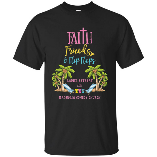 Ladies Beach Retreat 2017 T-shirt Faith Friends And Flip Flops Black
