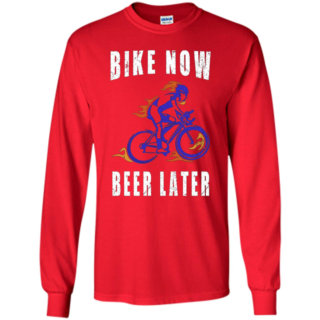 Bike Now Beer Later T-shirt Red