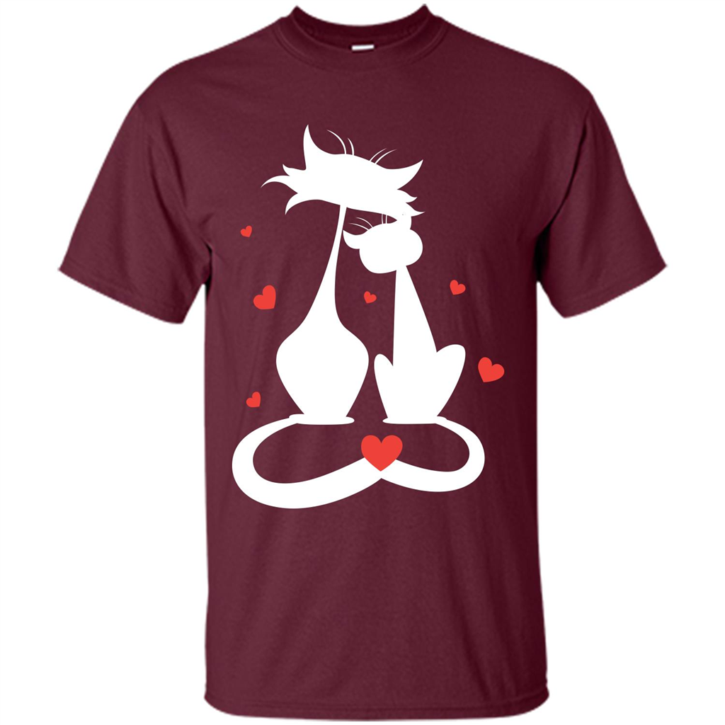 Cat Lover T-shirt Cat Couples Maroon