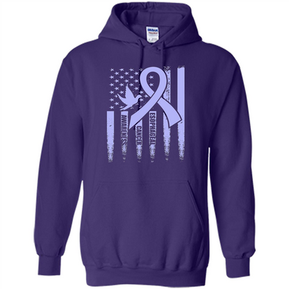 Esophageal Cancer USA Flag Periwinkle Ribbon and Dove T-shirt Purple