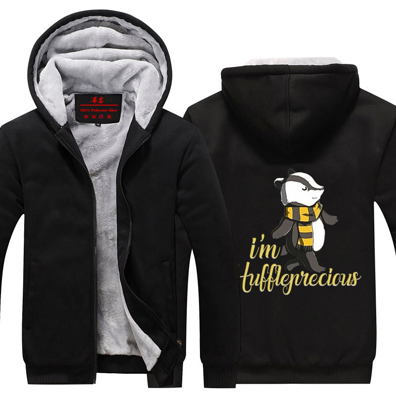 I'm Huffleprecious Harry Potter House Winter Zip Hoodies Black-Black
