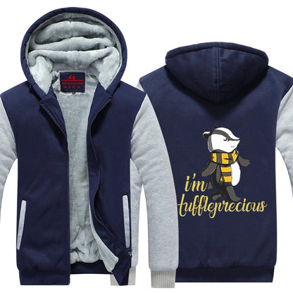 I'm Huffleprecious Harry Potter House Winter Zip Hoodies Navy-White
