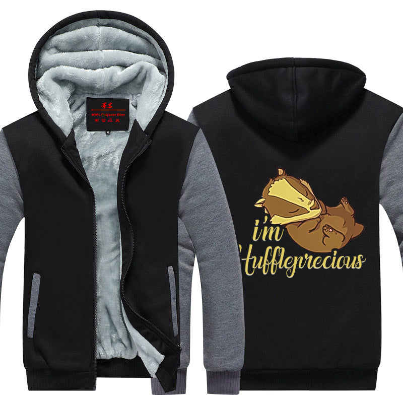 I'm Huffleprecious Harry Potter Winter Zip Hoodies Black-Grey