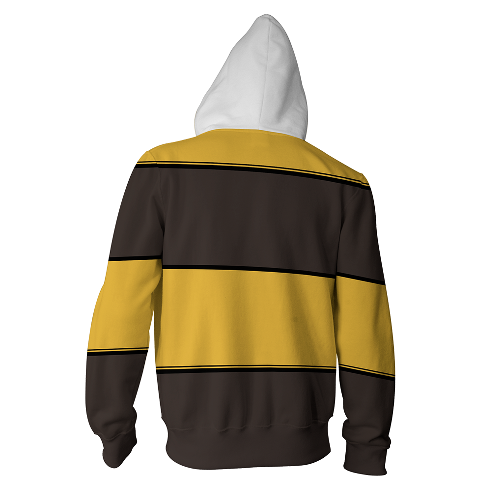 Striped Hufflepuff Harry Potter New Zip Up Hoodie