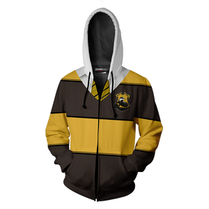 Striped Hufflepuff Harry Potter New Zip Up Hoodie