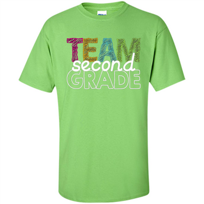 Team Second Grade Teacher T-Shirt Lime