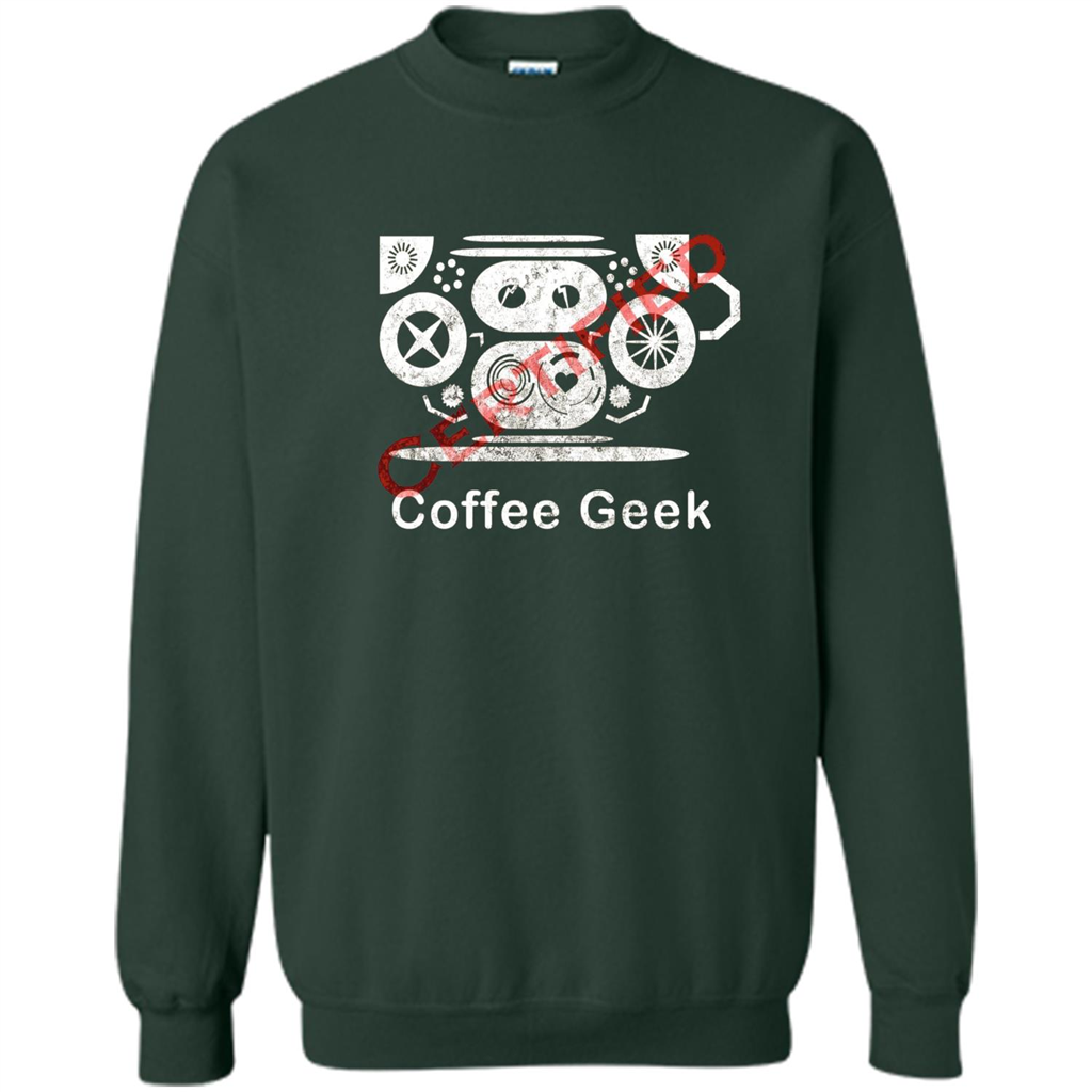 Coffee Lover T-shirt Certified Coffee Geek Forest Green