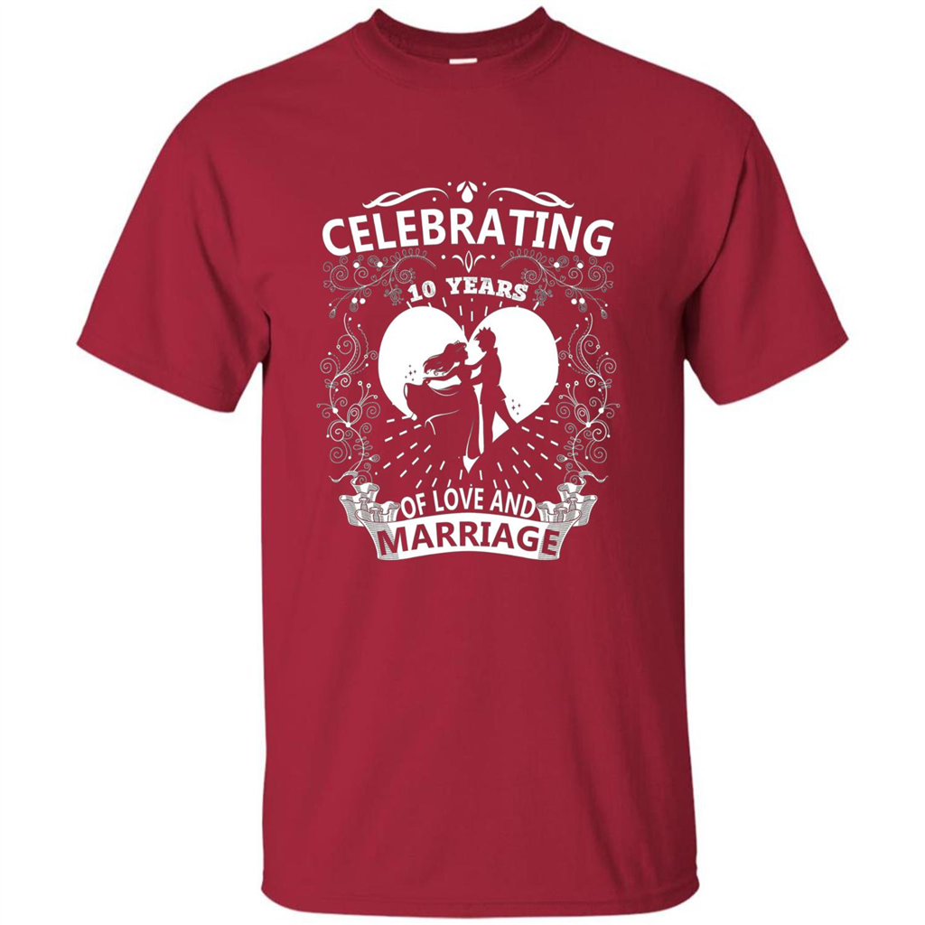 Celebrating 10 Years Wedding Anniversary Tshirt Cardinal