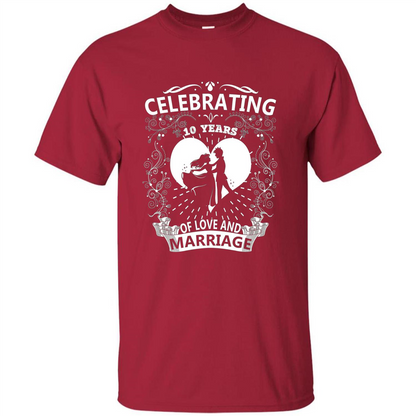 Celebrating 10 Years Wedding Anniversary Tshirt Cardinal