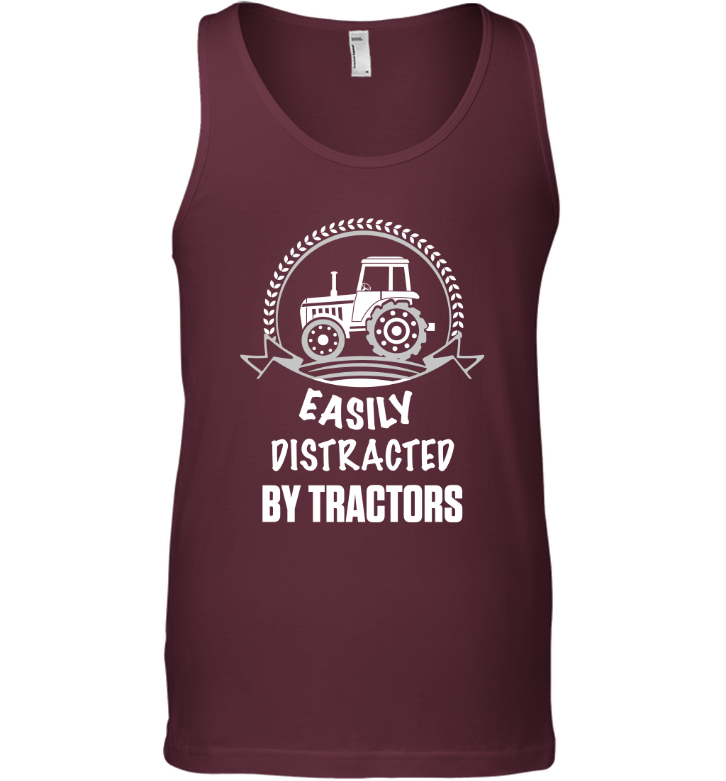 Easily Distracted By Tractors Shirt Tank Top Maroon