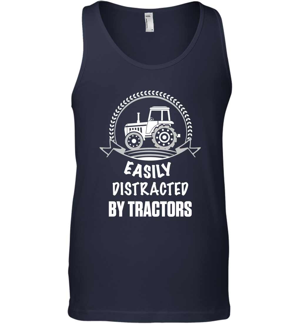 Easily Distracted By Tractors Shirt Tank Top Navy
