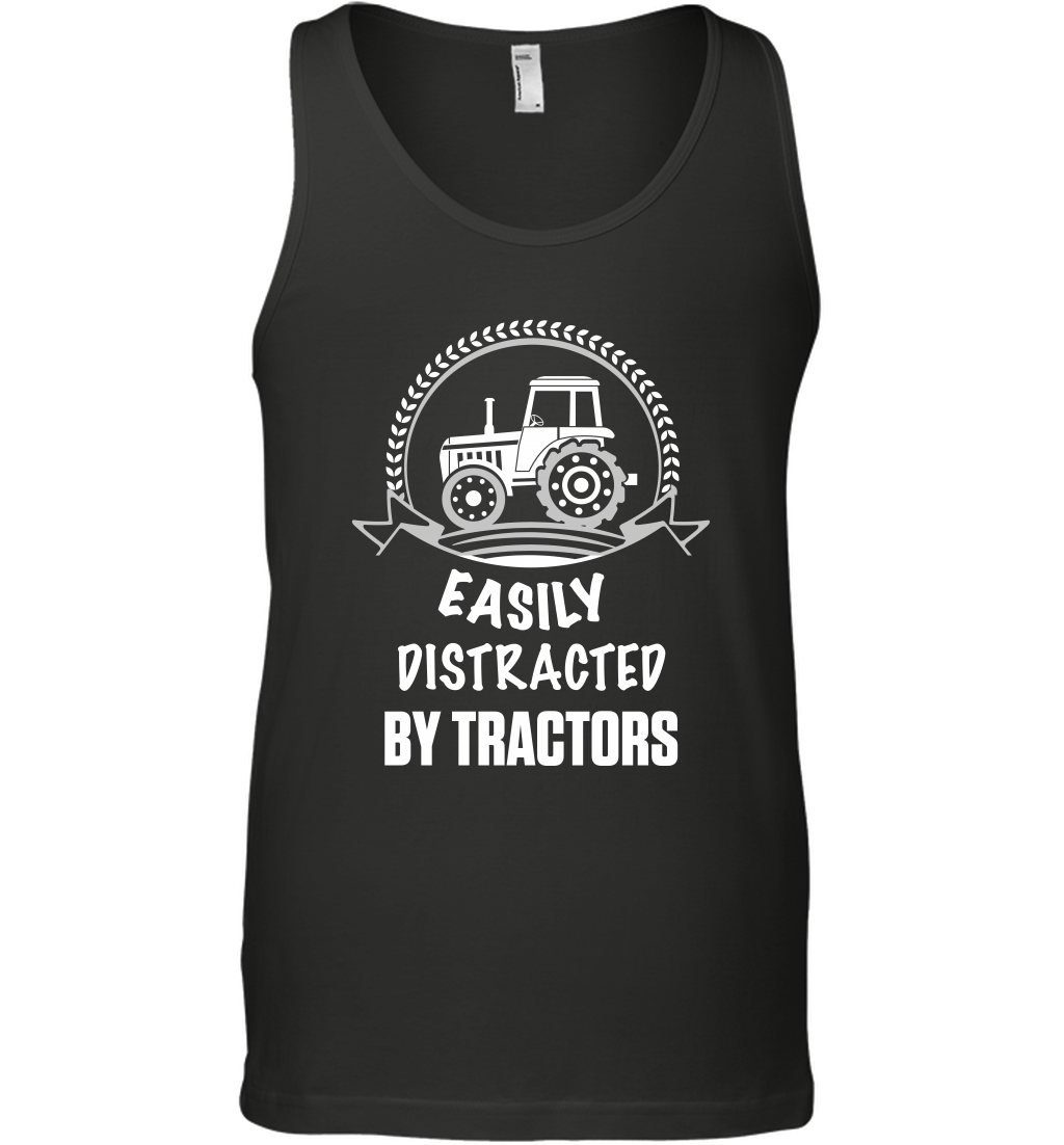 Easily Distracted By Tractors Shirt Tank Top Black