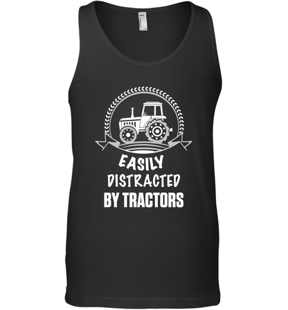 Easily Distracted By Tractors Shirt Tank Top Black