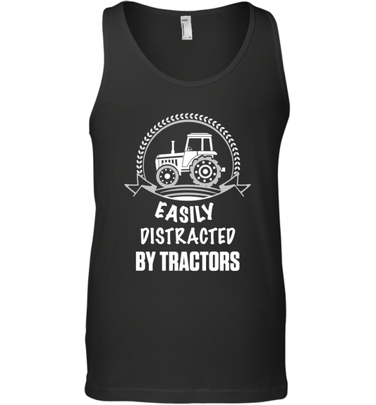 Easily Distracted By Tractors Shirt Tank Top Black