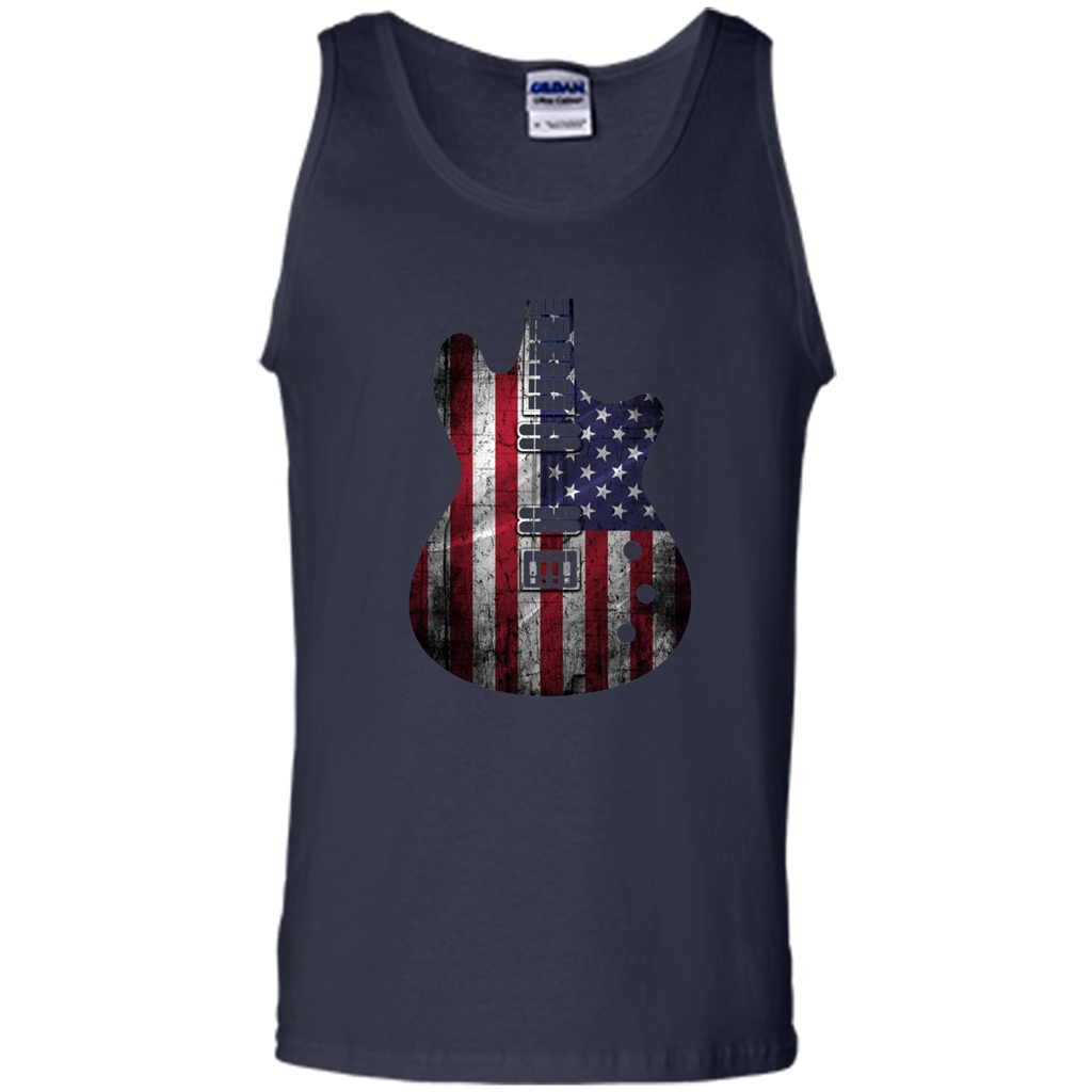 Independen Day T-shirt Guitar USA Flag Patriotic. 4th Of July T-shirt Navy