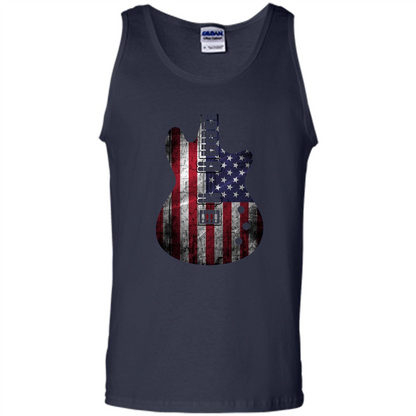 Independen Day T-shirt Guitar USA Flag Patriotic. 4th Of July T-shirt Navy