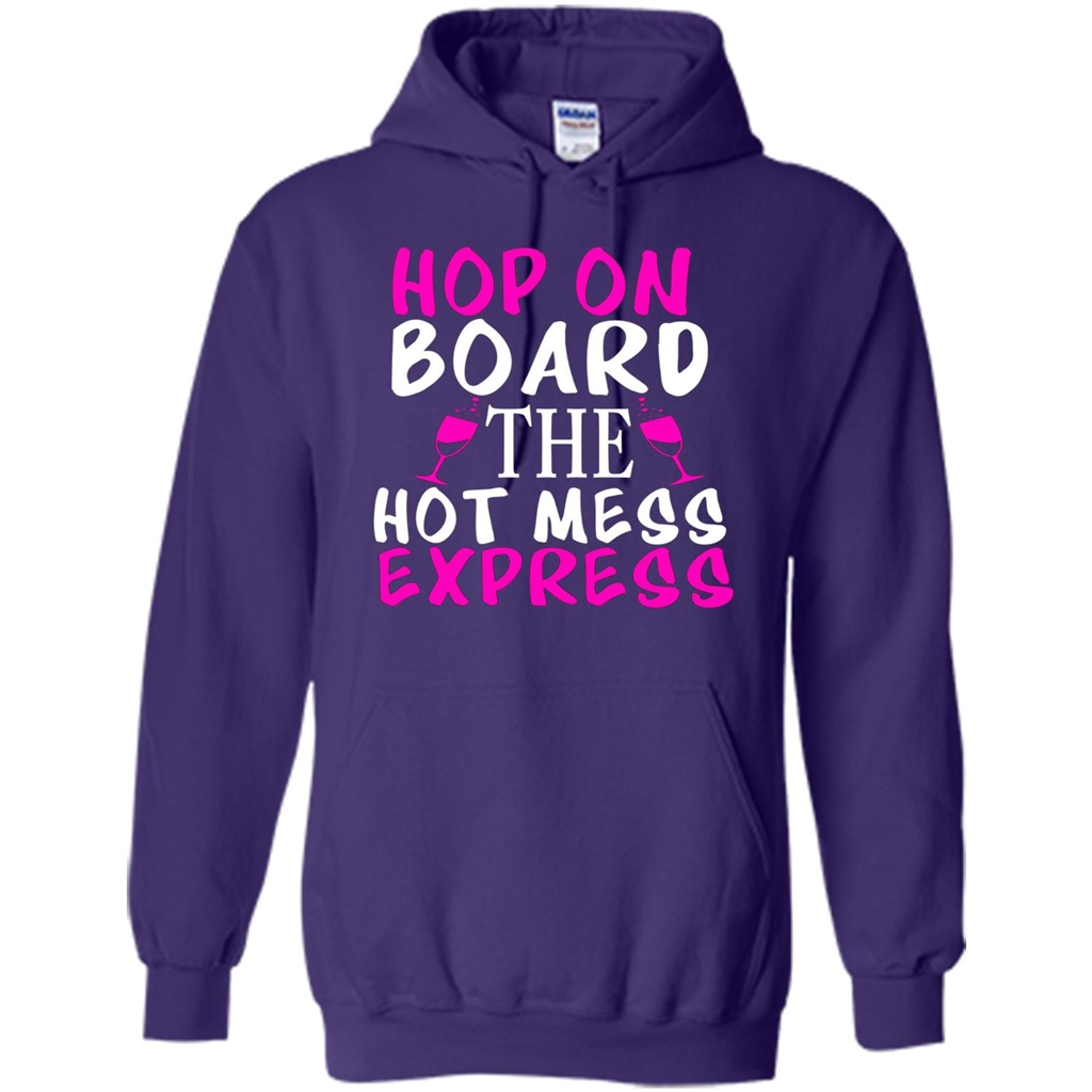 Wine T-shirt Hop On Board The Hot Mess Express Purple