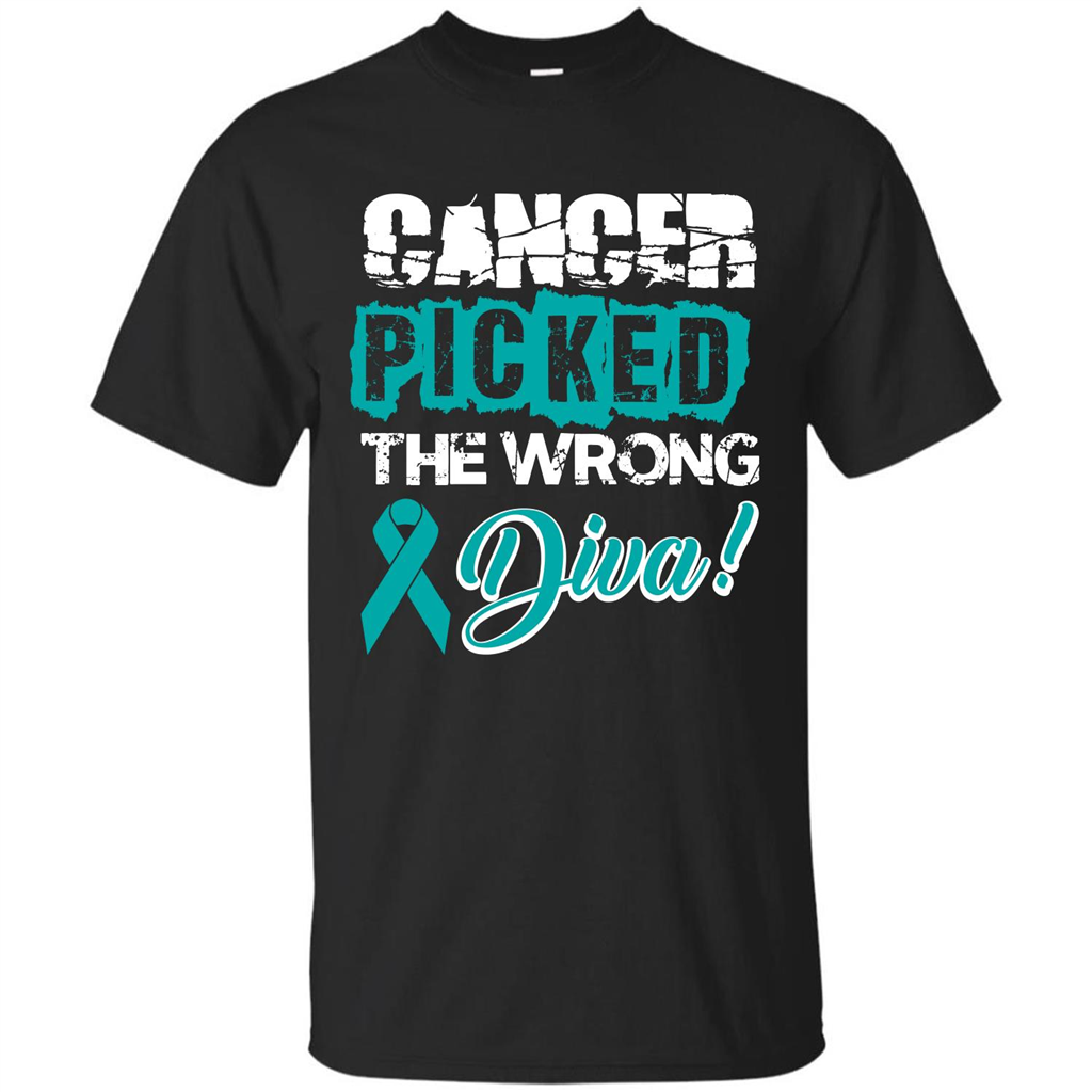 Cancer Awareness T-shirt Cancer Picked The Wrong Diva T-shirt Black