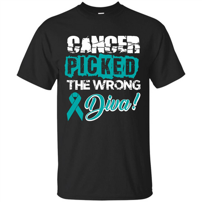 Cancer Awareness T-shirt Cancer Picked The Wrong Diva T-shirt Black