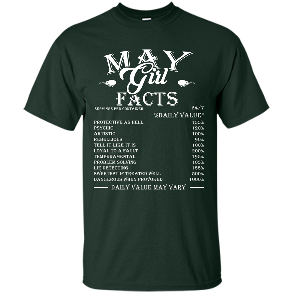May Girl Facts T-shirt Forest Green