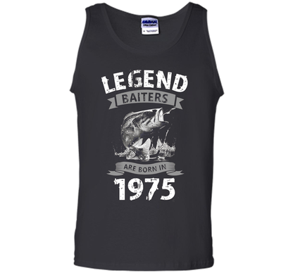 Mens 42nd Years Old 1975 Birthday Gift Idea Tshirt for Fishing shirt Black