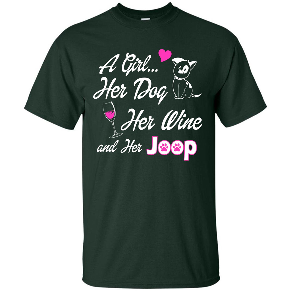 Dog T-shirt A Girl Her Dog Her Wine And Her Joop T-shirt Forest Green