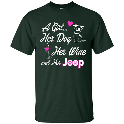 Dog T-shirt A Girl Her Dog Her Wine And Her Joop T-shirt Forest Green