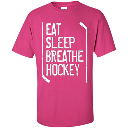 Funny Hockey T-shirt Eat Sleep Breathe Hockey T-Shirt Heliconia