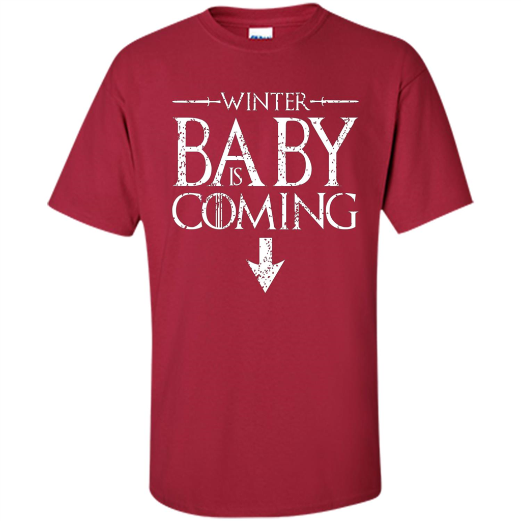 Funny Humor Maternity T-shirt Winter Baby is Coming Cardinal