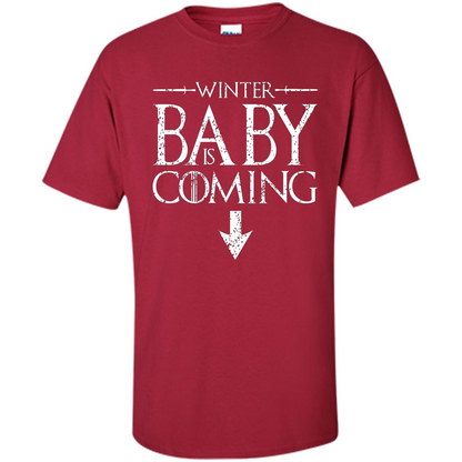 Funny Humor Maternity T-shirt Winter Baby is Coming Cardinal