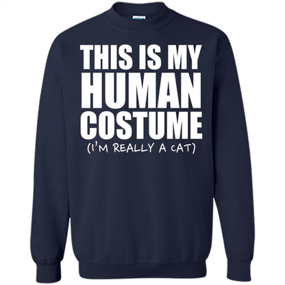 This Is My Human Costume I'm Really A Cat Halloween T-Shirt Navy