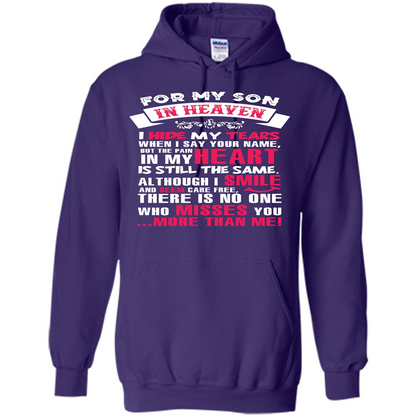 Family T-shirt For My Son In Heaven I Hide My Tears T-shirt Purple