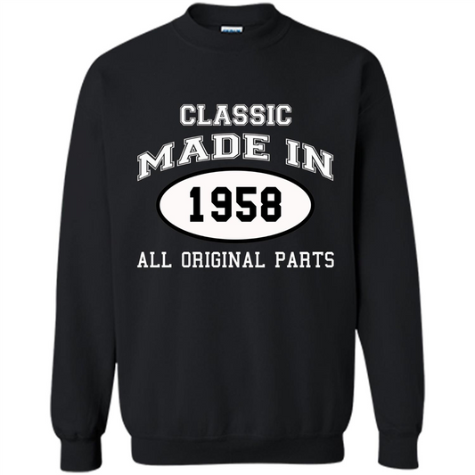 Birthday Gift T-shirt Classic Made In 1958 All Original Parts T-shirt Black