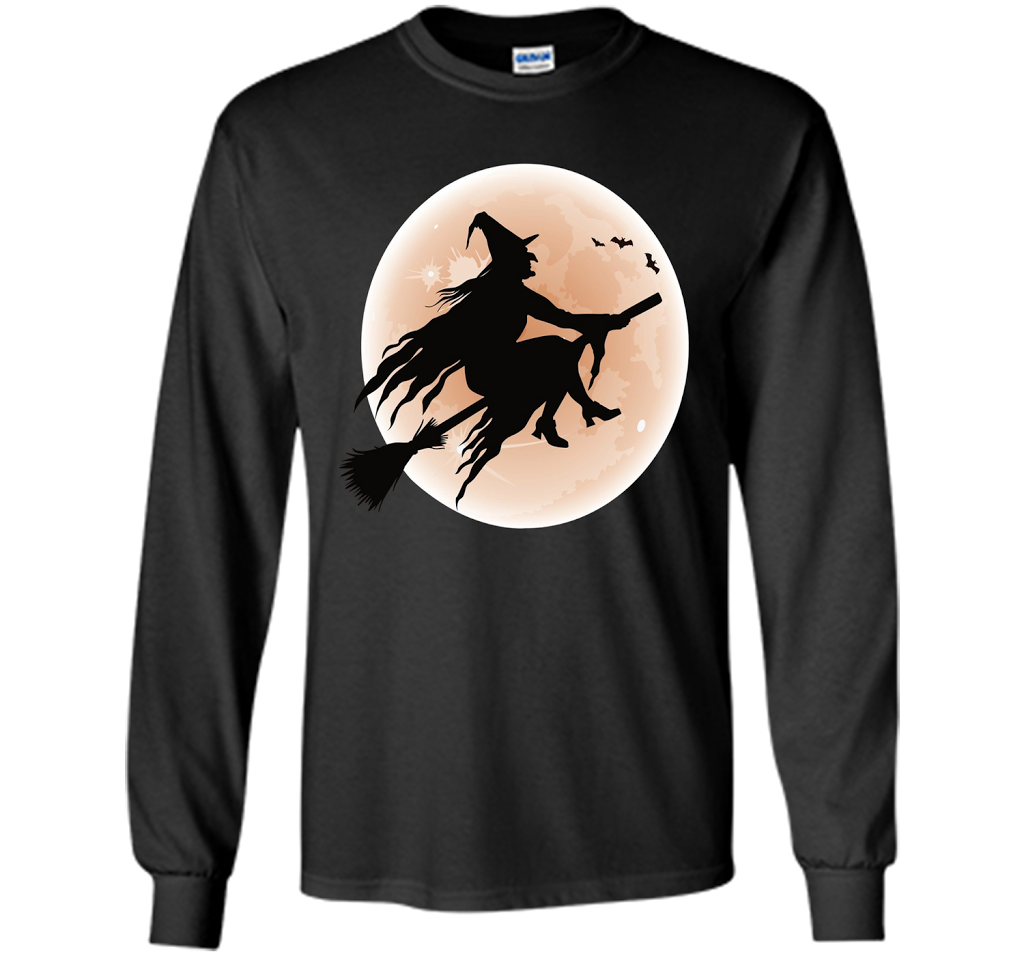 Halloween Full Moon Witch T-Shirt shirt Black