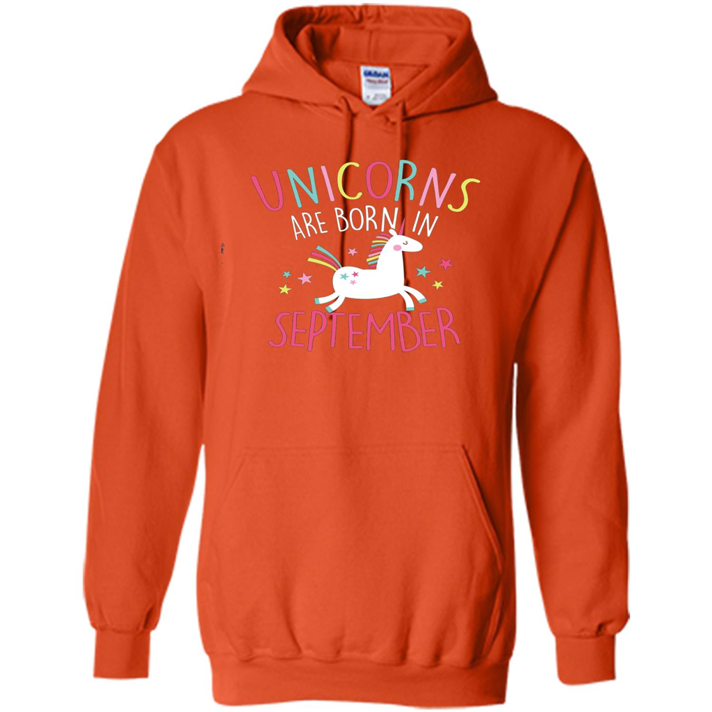 Unicorns Are Born In September Birthday T-Shirt Orange