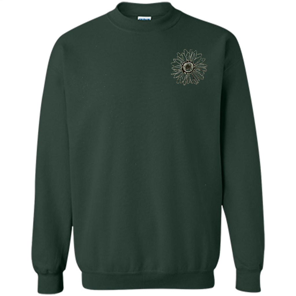 Daisy Flower Sketch Art T-shirt Forest Green