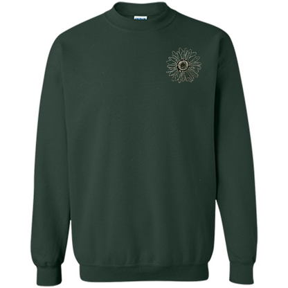 Daisy Flower Sketch Art T-shirt Forest Green