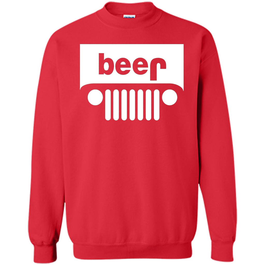 Funny Drinking T-shirt Adult Beer Jeep Red