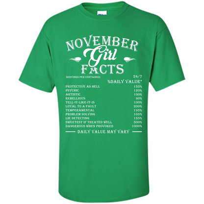 November Girl Facts T-shirt Irish Green