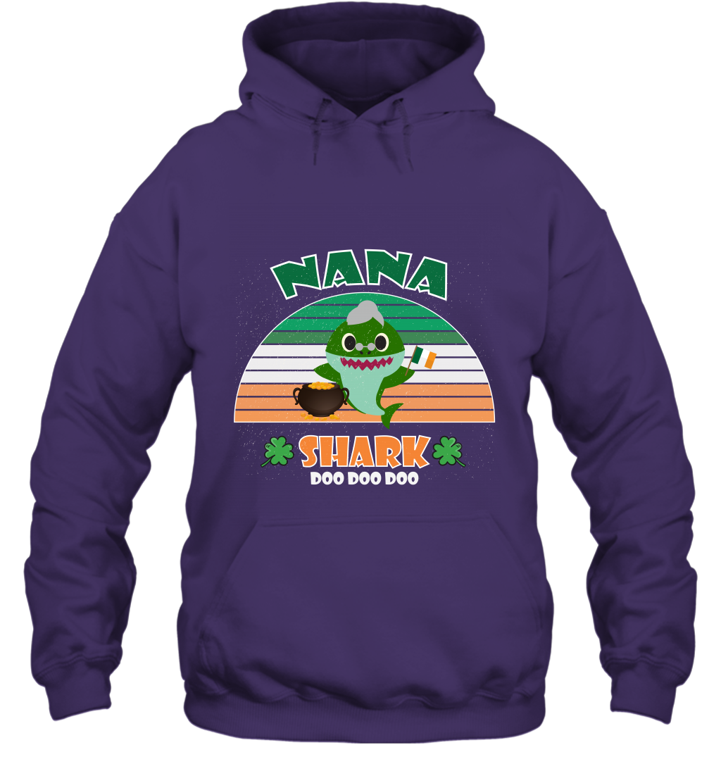 Irish Nana Shark Saint Patricks Day Family Shirt Hoodie Purple
