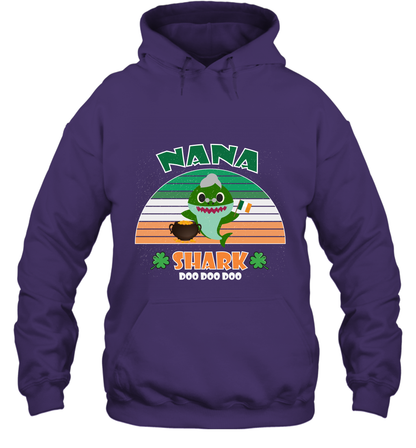 Irish Nana Shark Saint Patricks Day Family Shirt Hoodie Purple