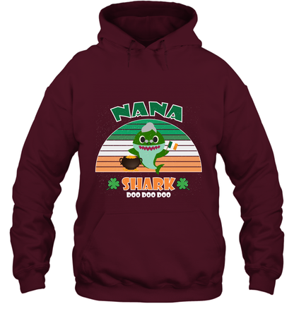 Irish Nana Shark Saint Patricks Day Family Shirt Hoodie Maroon