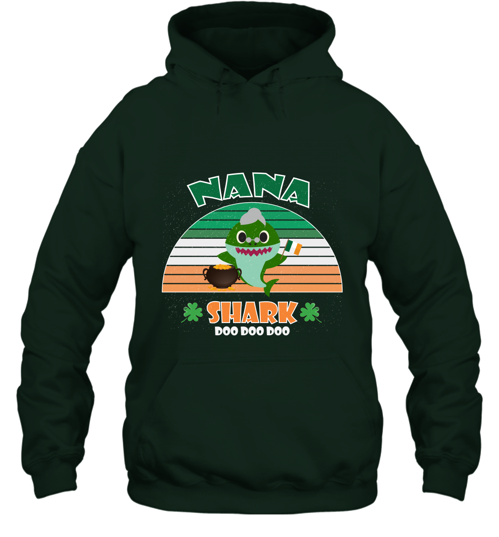 Irish Nana Shark Saint Patricks Day Family Shirt Hoodie Forest
