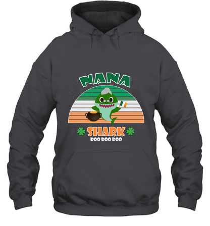 Irish Nana Shark Saint Patricks Day Family Shirt Hoodie Dark Heather