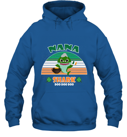 Irish Nana Shark Saint Patricks Day Family Shirt Hoodie Royal