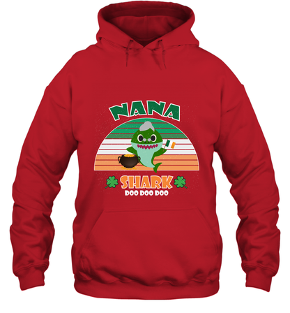 Irish Nana Shark Saint Patricks Day Family Shirt Hoodie Red