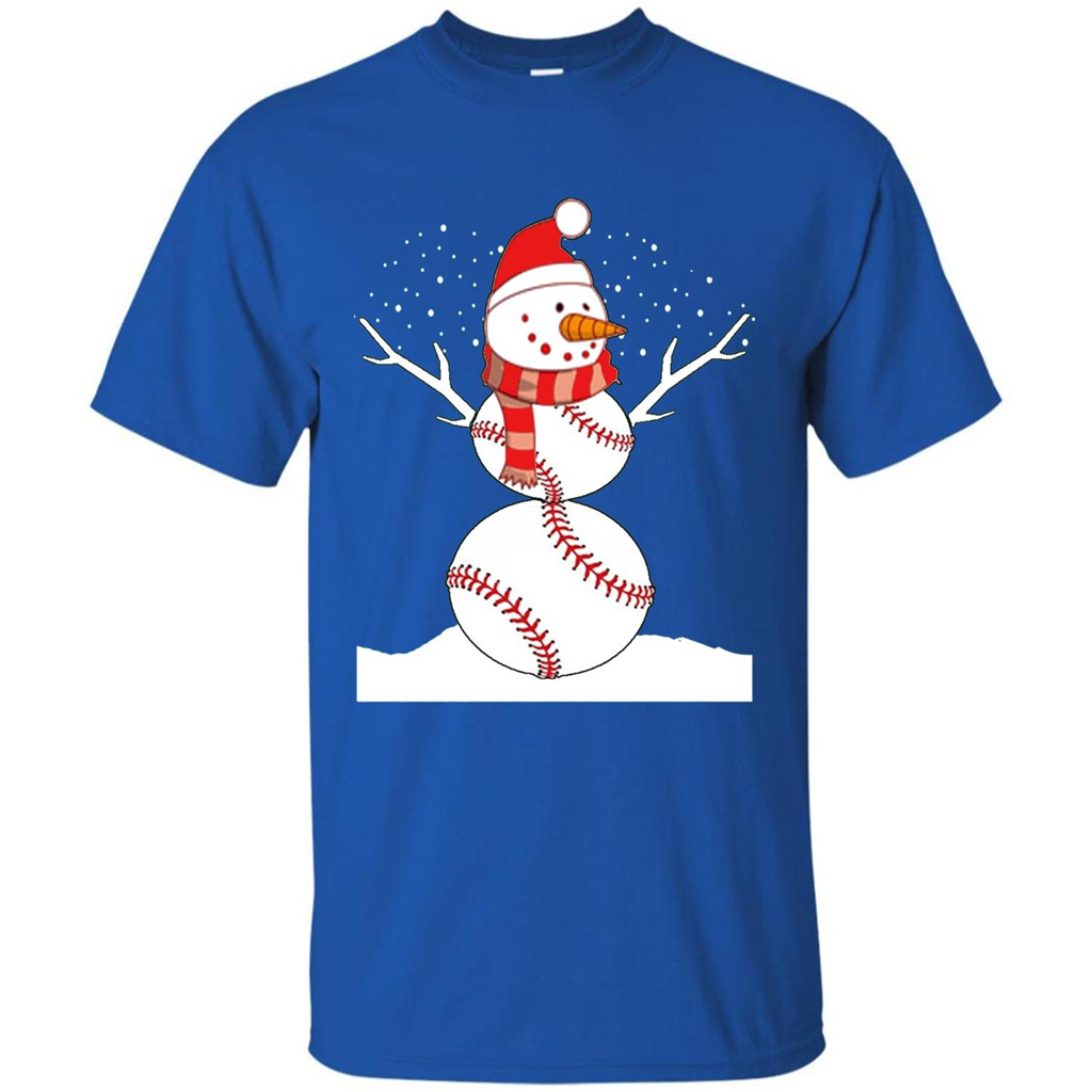 Cute Baseball Snowman Christmas T-Shirt Royal